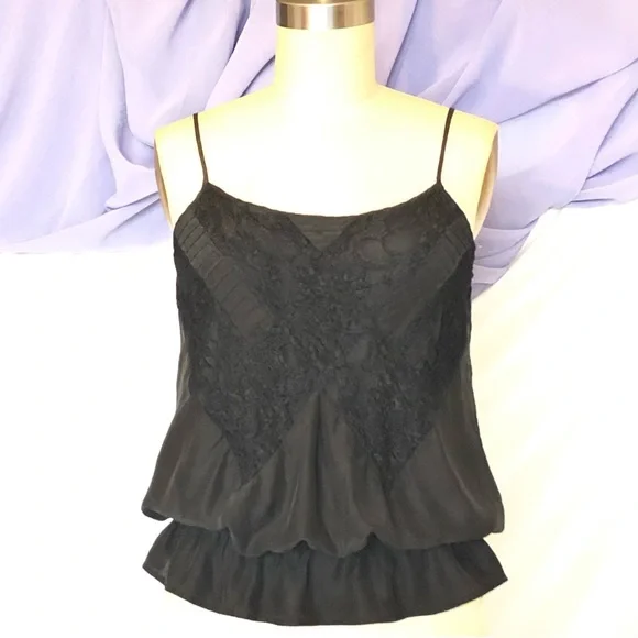 Y2K Juicy Couture Silk Lace Spaghetti Straps Top black size xsmall Like New - Picture 7 of 7